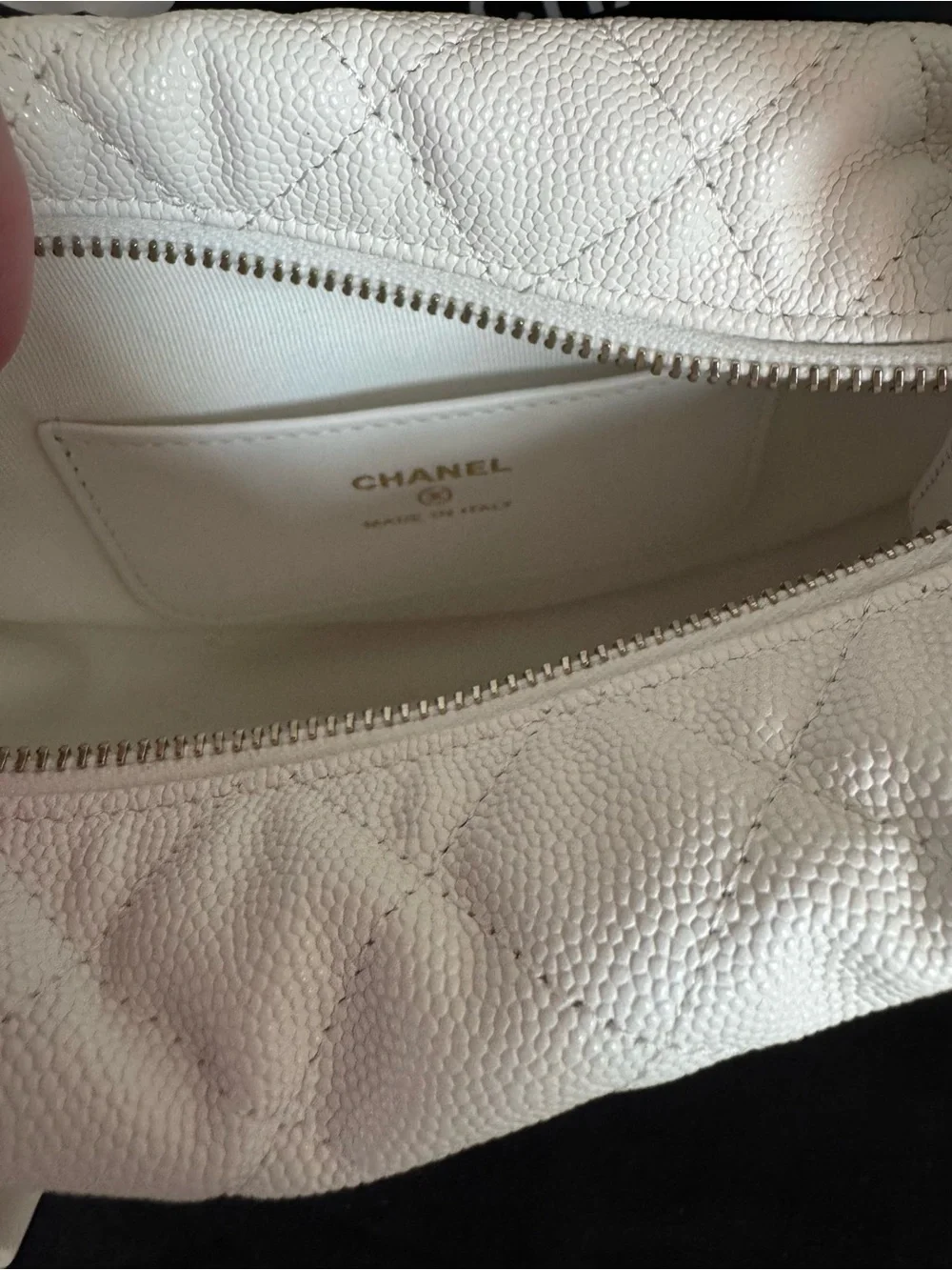 CHANEL Caviar Quilted Bow Pouch Chain Bag